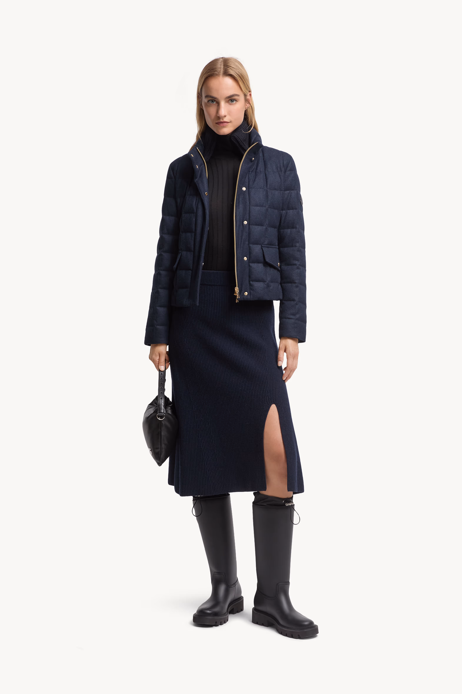 Wool & Cashmere Midi Skirt Women Dark Blue Moncler 0